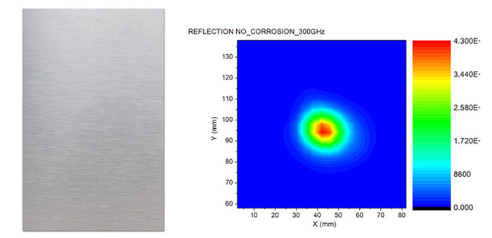 THz reflection image of a metal part without corrosion (at 300GHz)